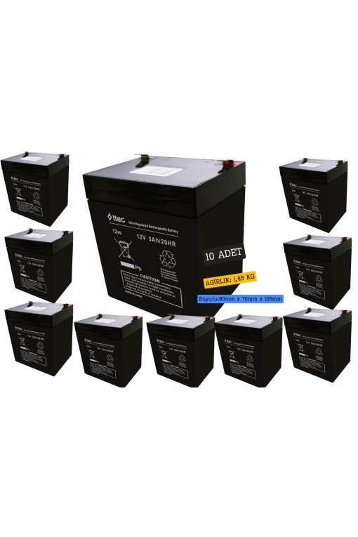 Ttec 12V 5AH Bakımsız Kuru Akü 10 Adet Ttec 12V 5AH Bakımsız Kuru Akü 10 Adet